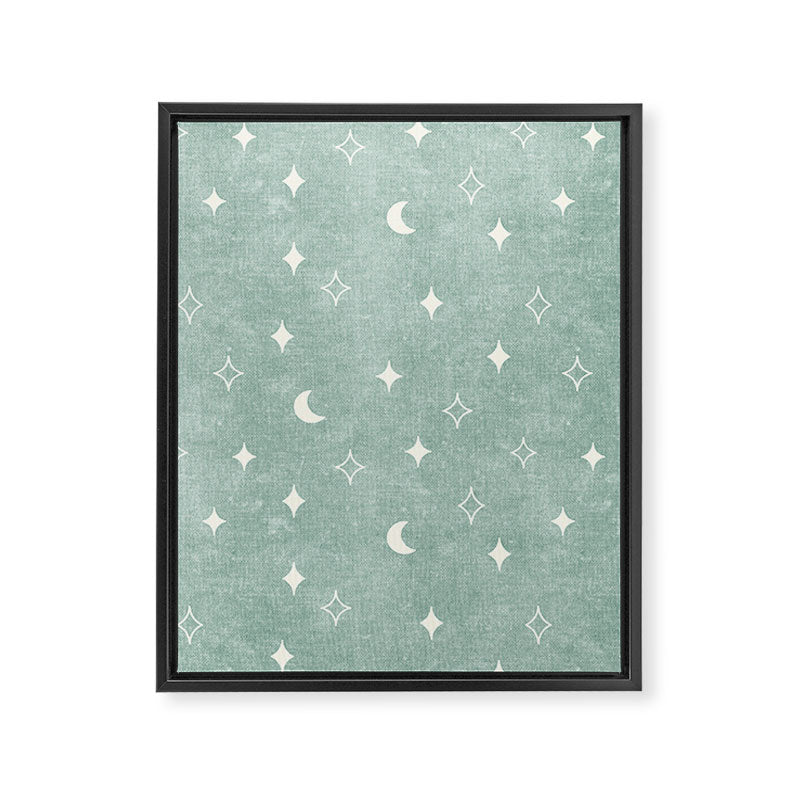 moon and stars - surf blue Framed Canvas Print Gallery Image 8