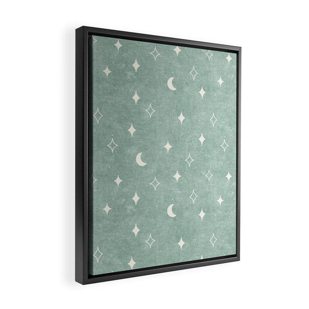 moon and stars - surf blue Framed Canvas Print Gallery Image 2