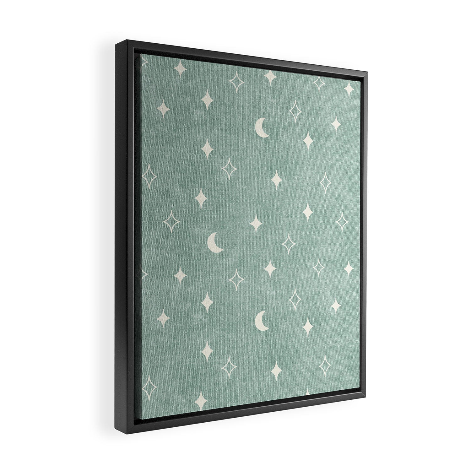 moon and stars - surf blue Framed Canvas Print Gallery Image 2