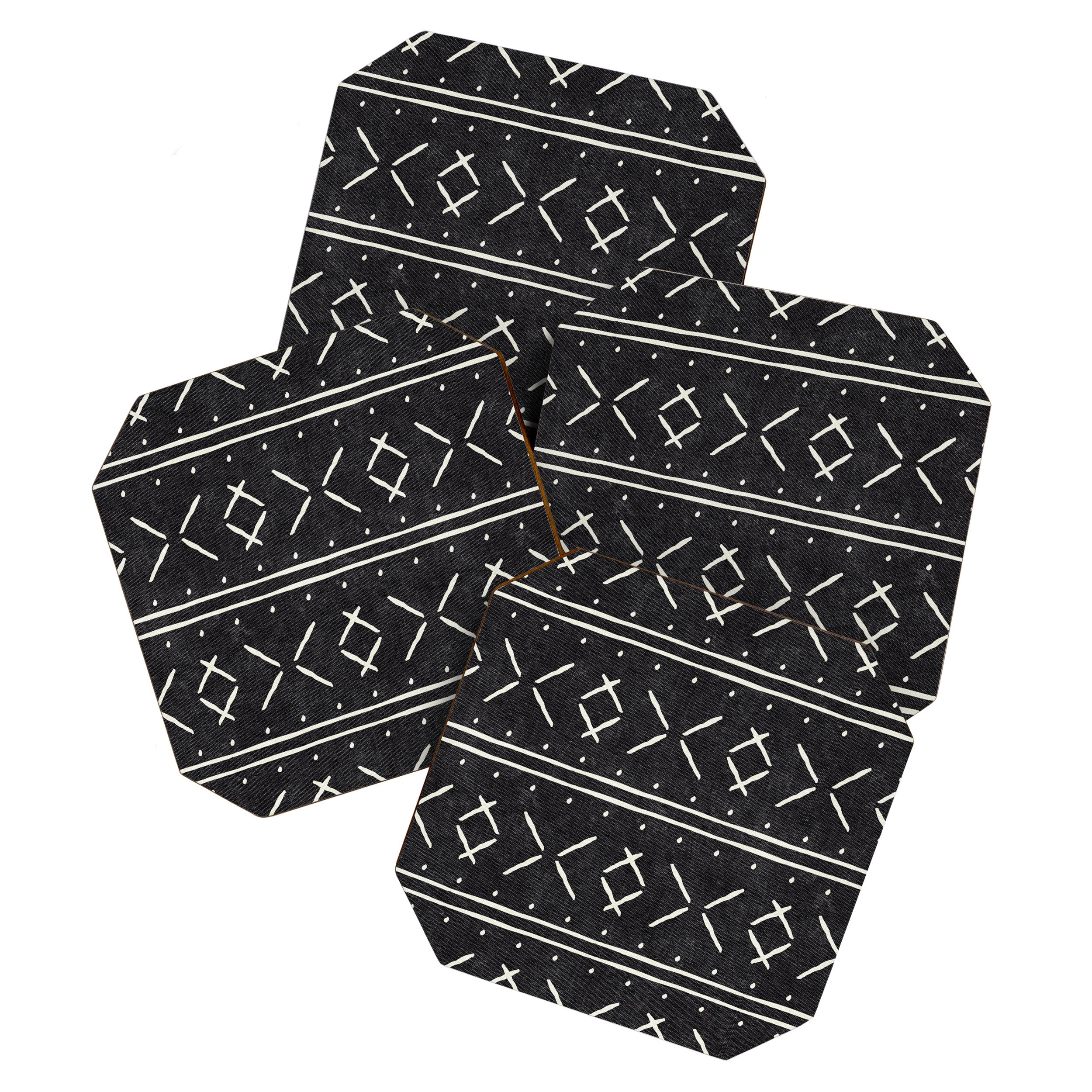 mud cloth stitch - onyx Coaster Gallery Image 1