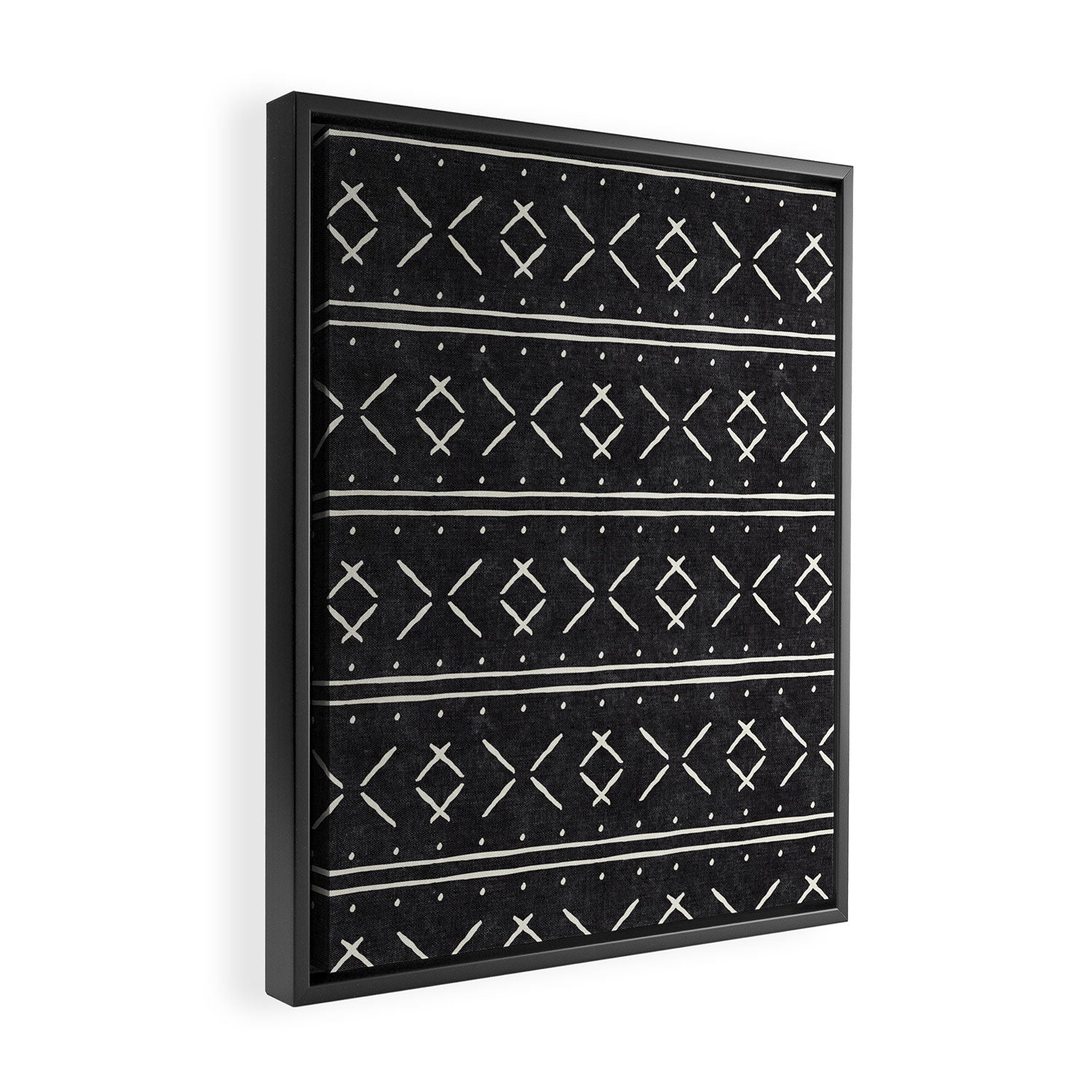 mud cloth stitch - onyx Framed Canvas Print Gallery Image 2