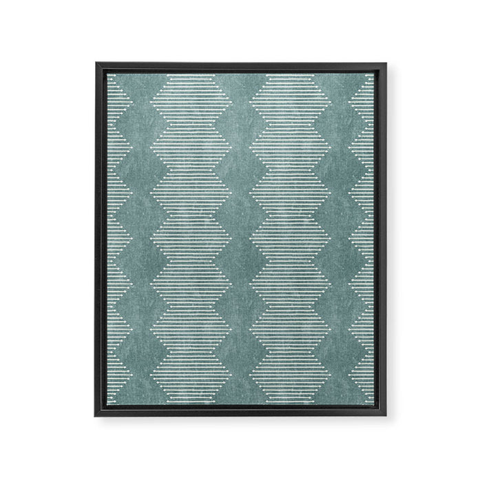 mudcloth diamonds - dusty blue Framed Canvas Print Gallery Image 1