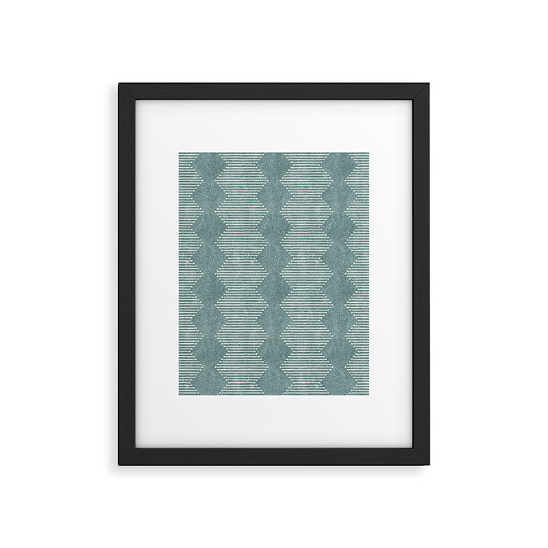 mudcloth diamonds - dusty blue Framed Art Print Gallery Image 6