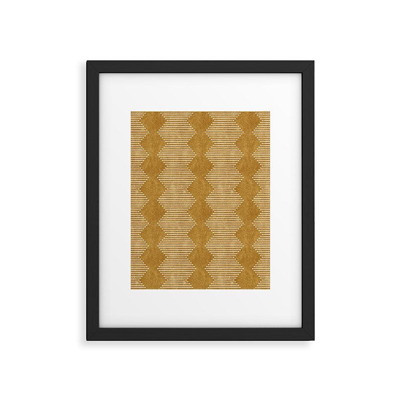 mudcloth diamonds - mustard Framed Art Print Gallery Image 4