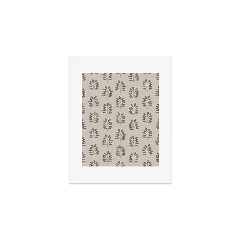 noble branches - pewter and olive Art Print