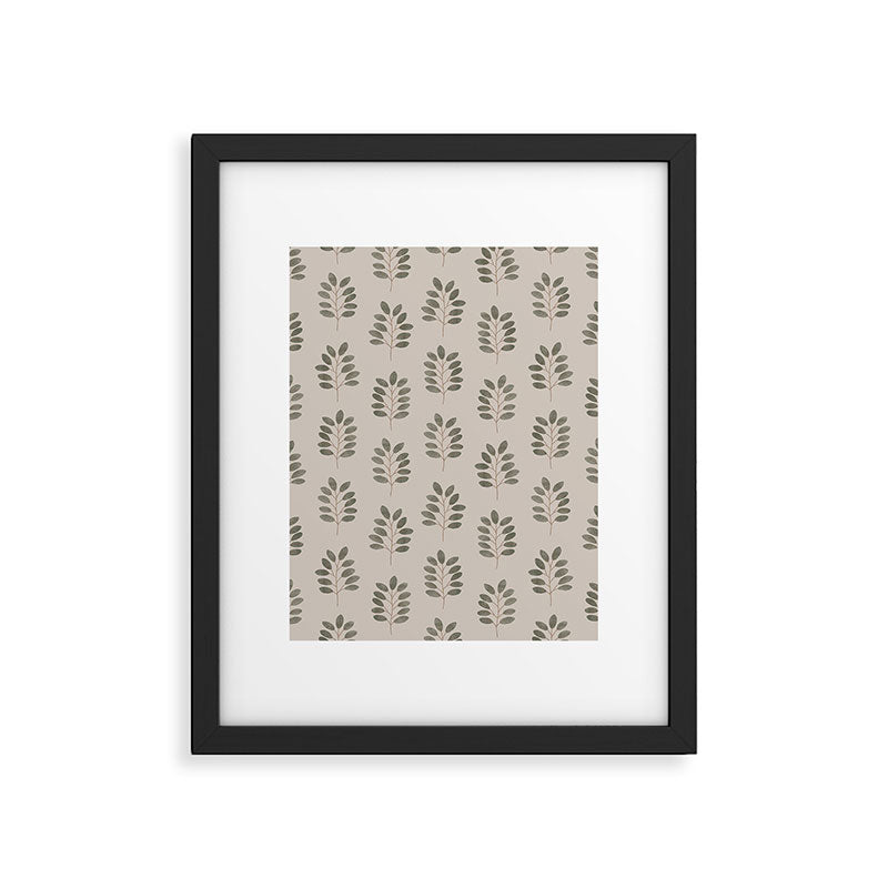 noble branches - pewter and olive Framed Art Print Gallery Image 6