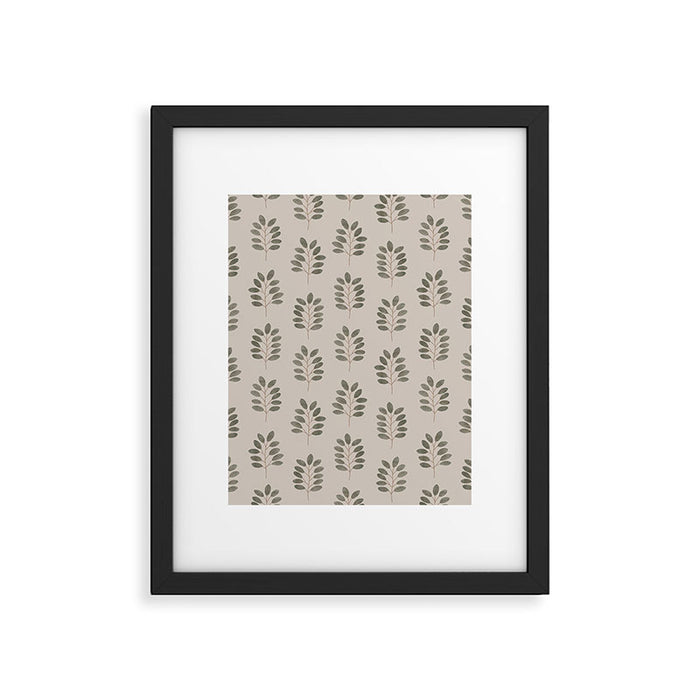 noble branches - pewter and olive Framed Art Print Gallery Image 1
