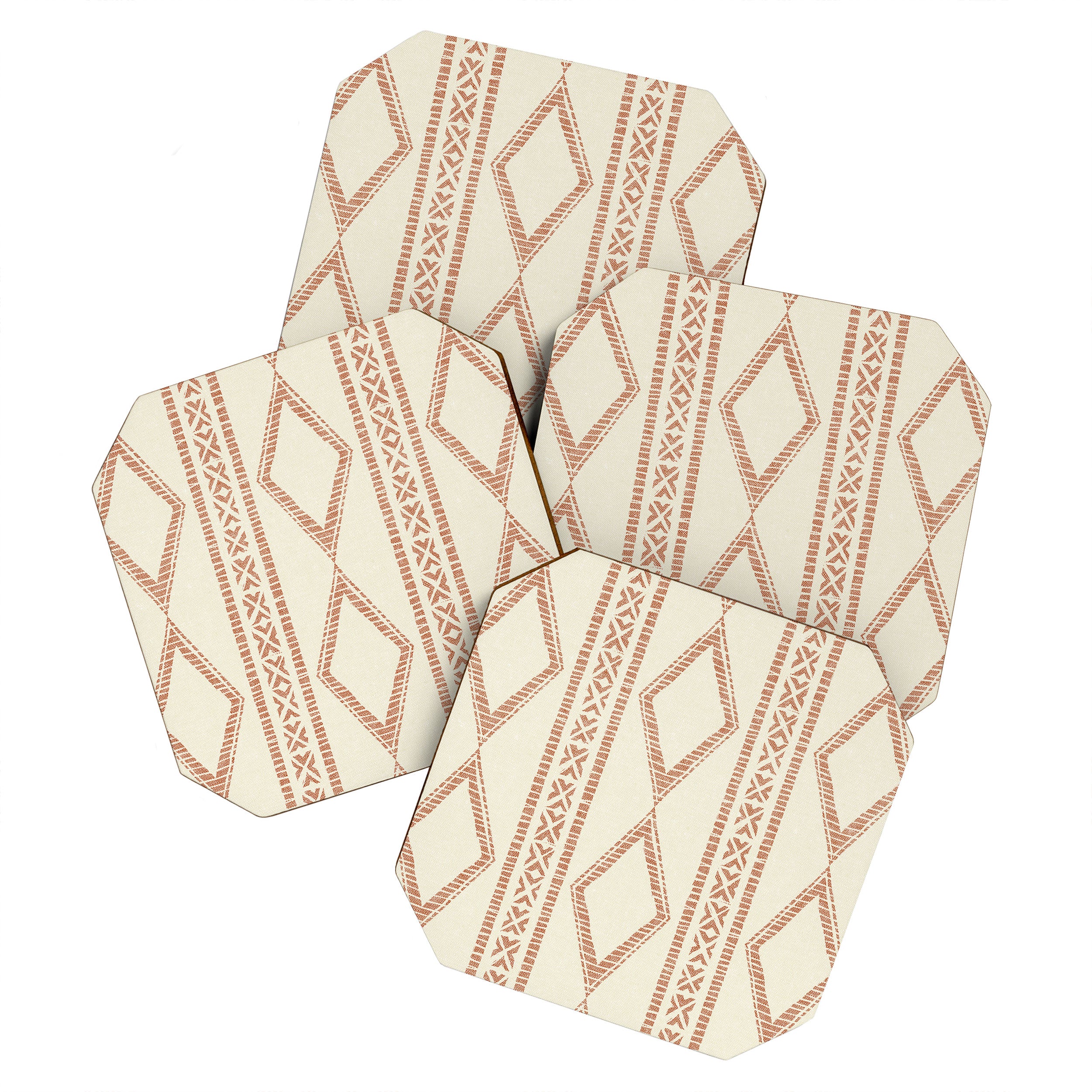 oceania diamond stripes - ginger on cream Coaster Gallery Image 1