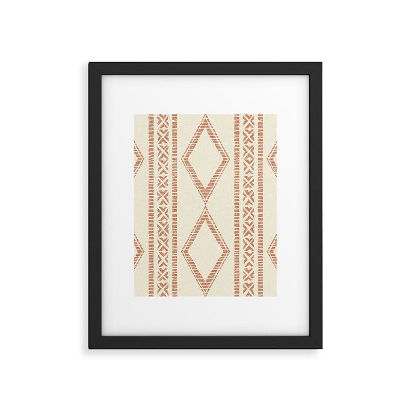 oceania diamond stripes - ginger on cream Framed Art Print Gallery Image 6