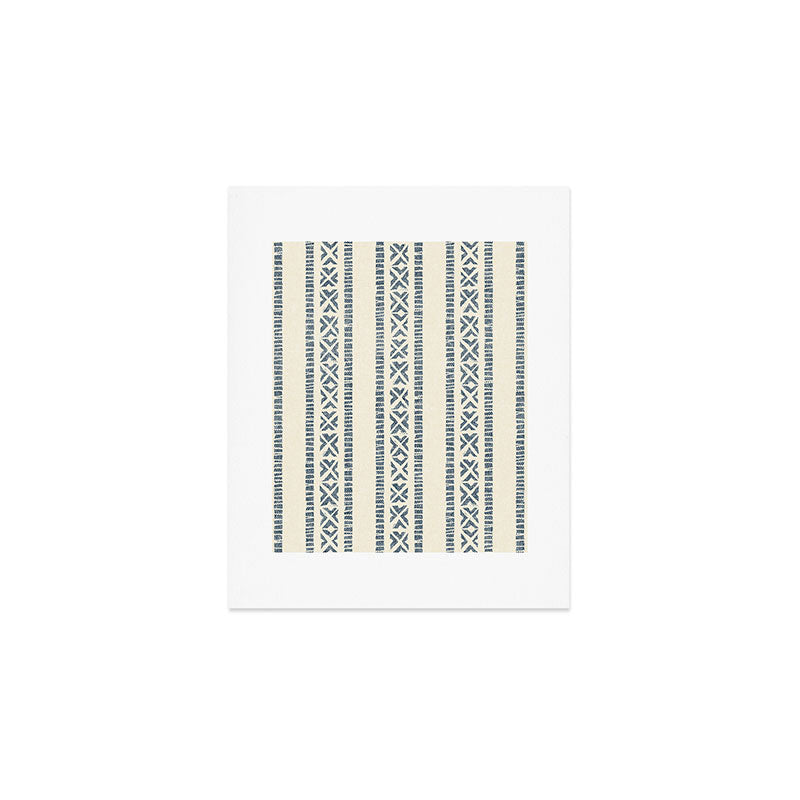 oceania vertical stripes - navy blue on cream Art Print Gallery Image 1