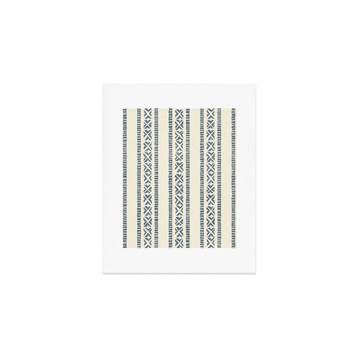 oceania vertical stripes - navy blue on cream Art Print Gallery Image 1