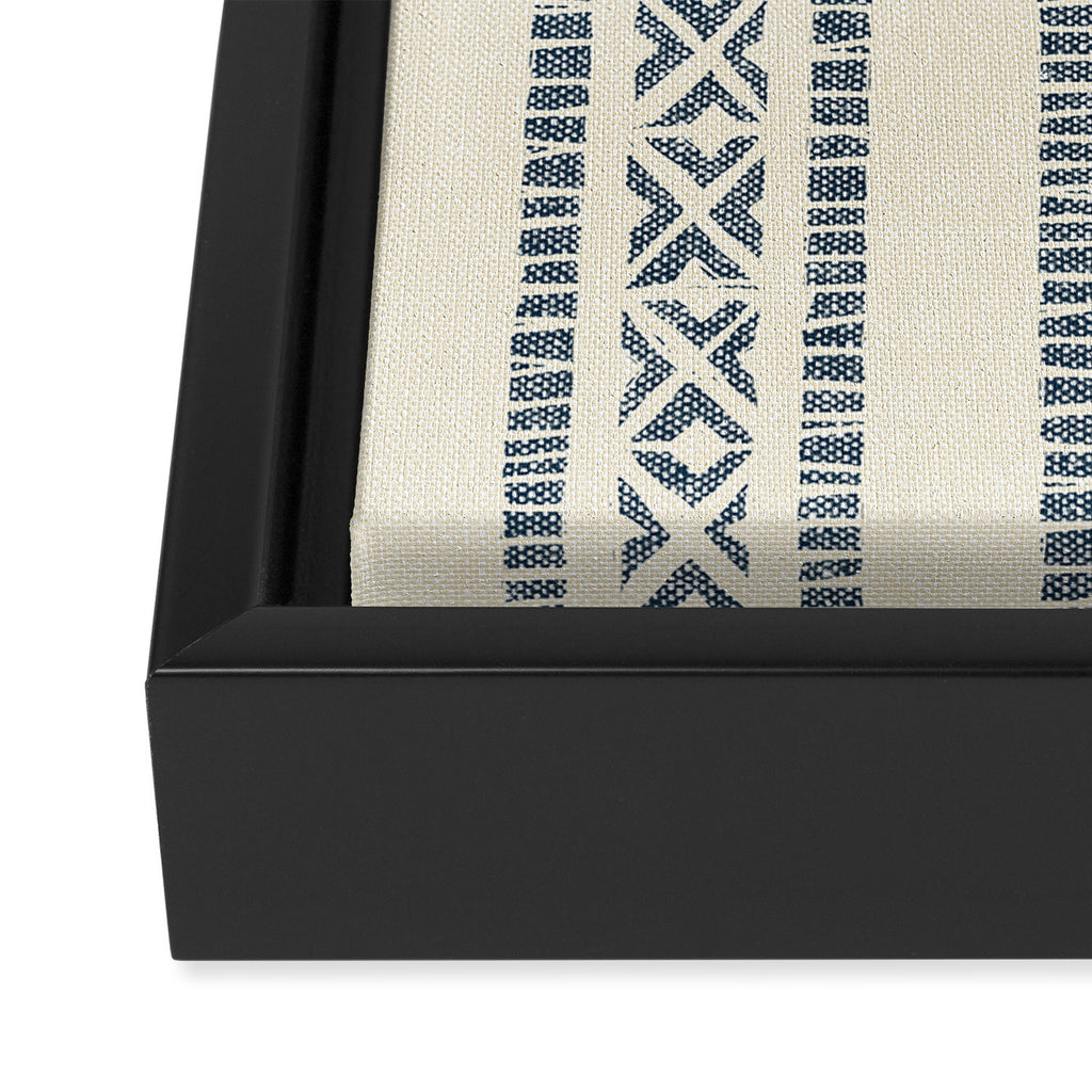 oceania vertical stripes - navy blue on cream Framed Canvas Print Gallery Image 3