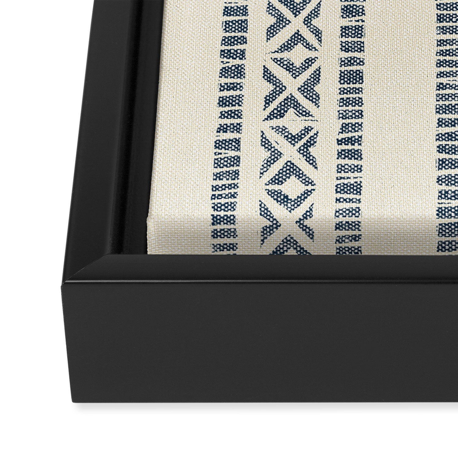 oceania vertical stripes - navy blue on cream Framed Canvas Print Gallery Image 3