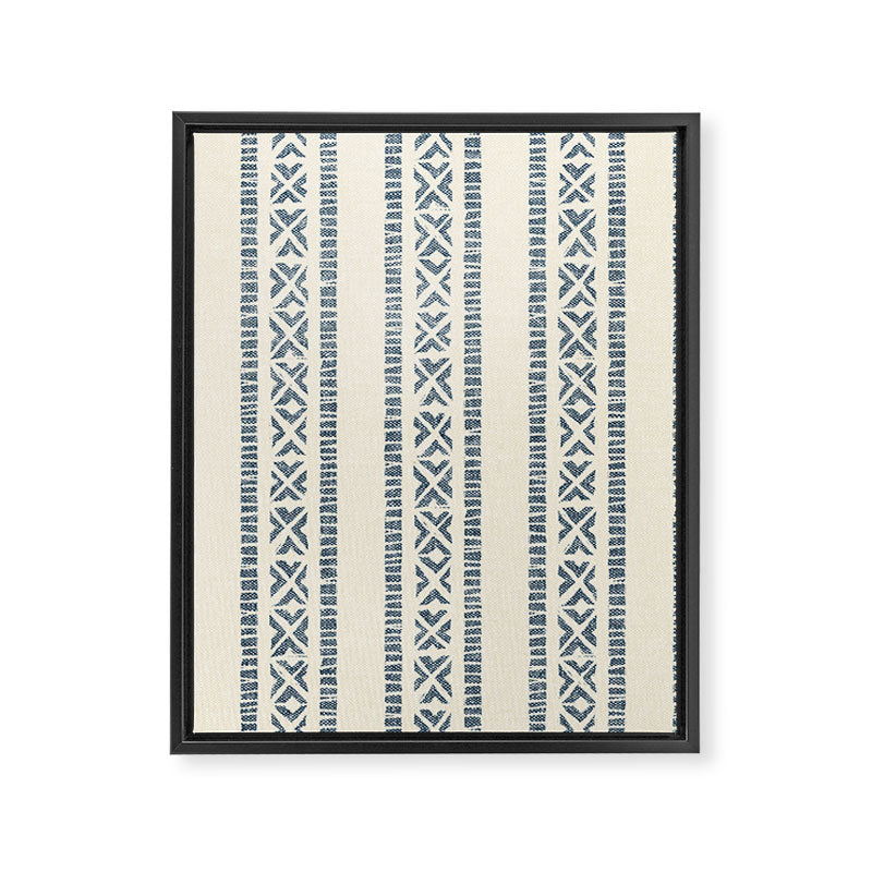 oceania vertical stripes - navy blue on cream Framed Canvas Print Gallery Image 8