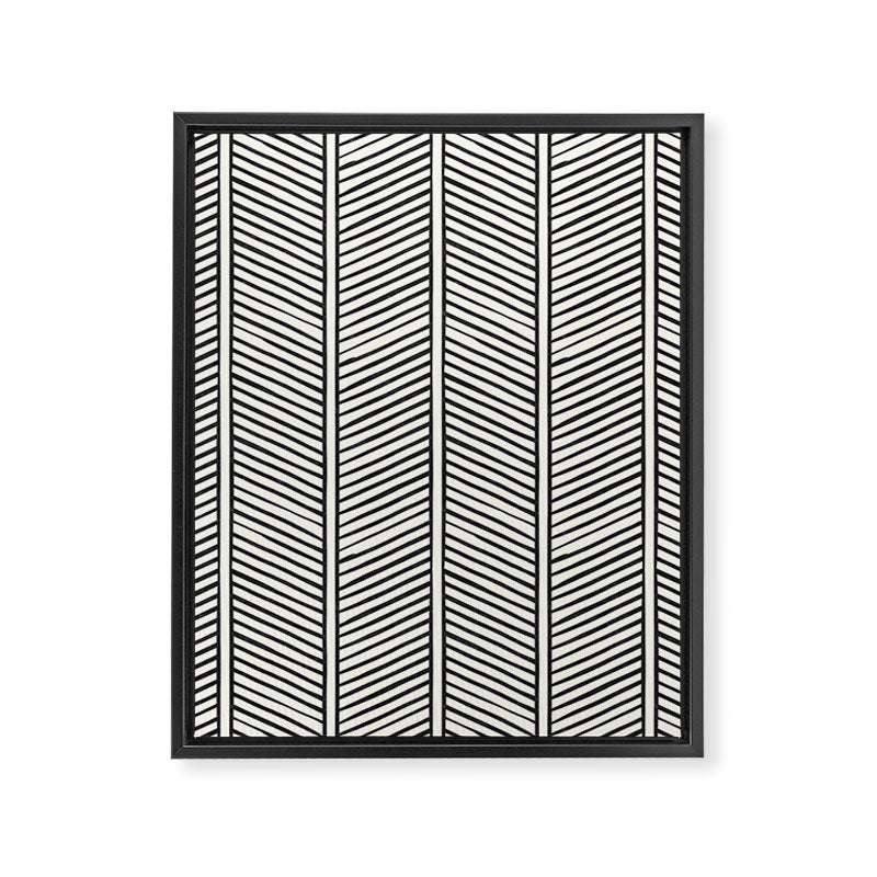 Organic Chevron - Inkwell on cream Framed Canvas Print Gallery Image 8