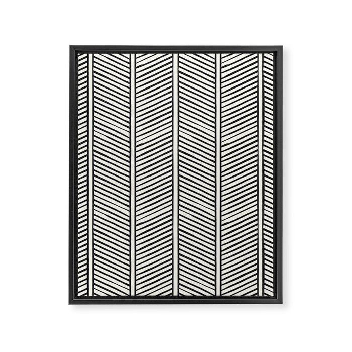 Organic Chevron - Inkwell on cream Framed Canvas Print Gallery Image 1