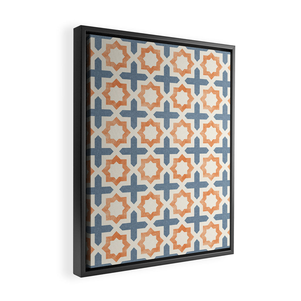 river stars - tangerine and blue Framed Canvas Print Gallery Image 2
