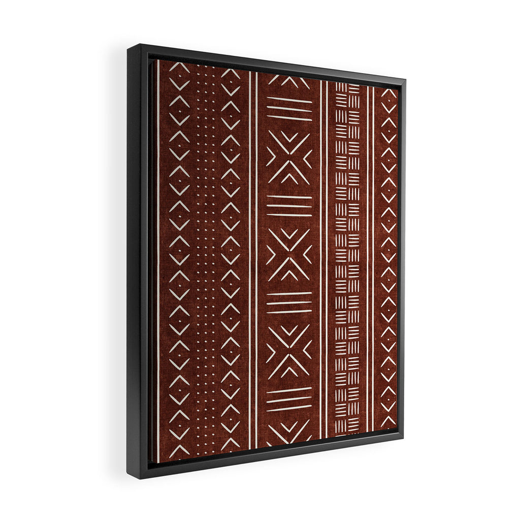 rust mud cloth Framed Canvas Print Gallery Image 2