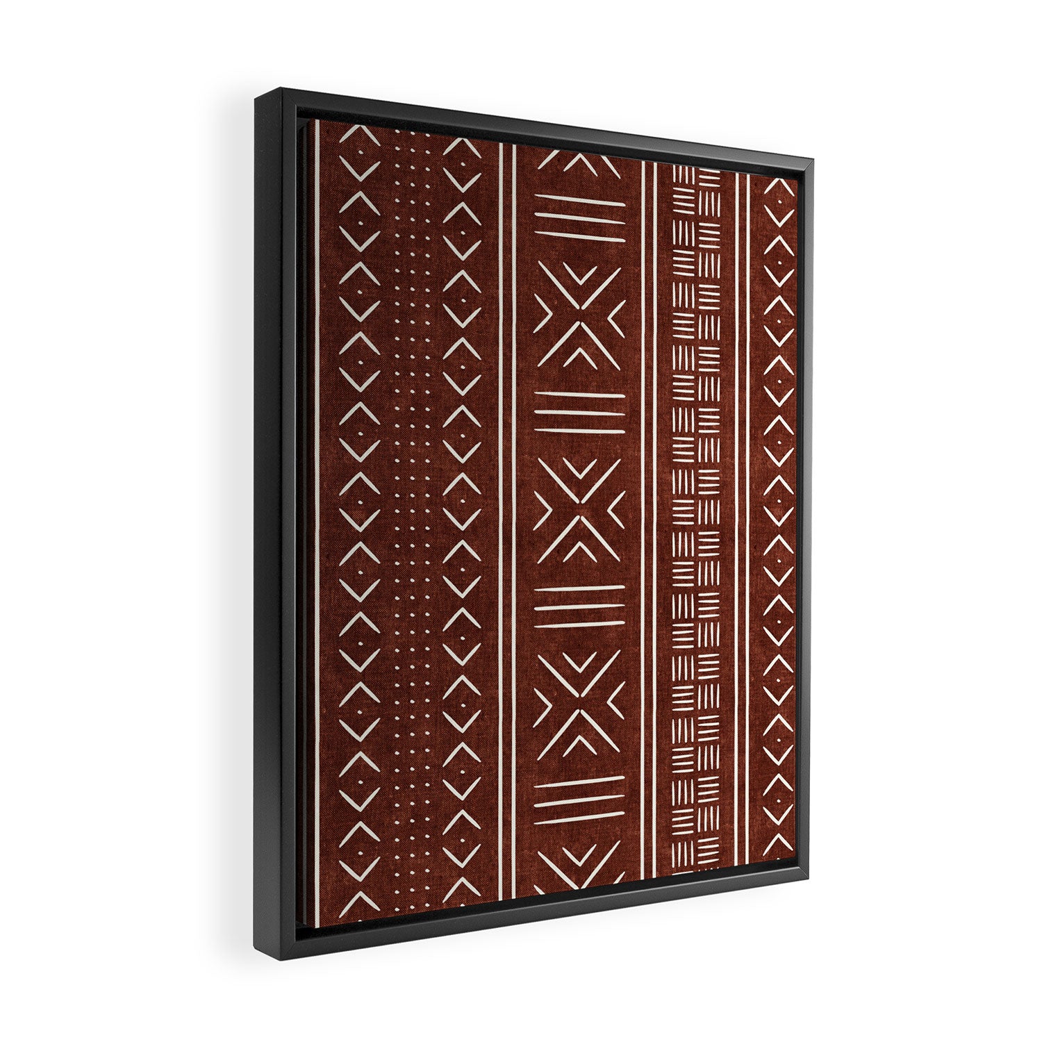 rust mud cloth Framed Canvas Print Gallery Image 2