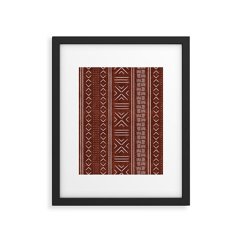 rust mud cloth Framed Art Print Gallery Image 4