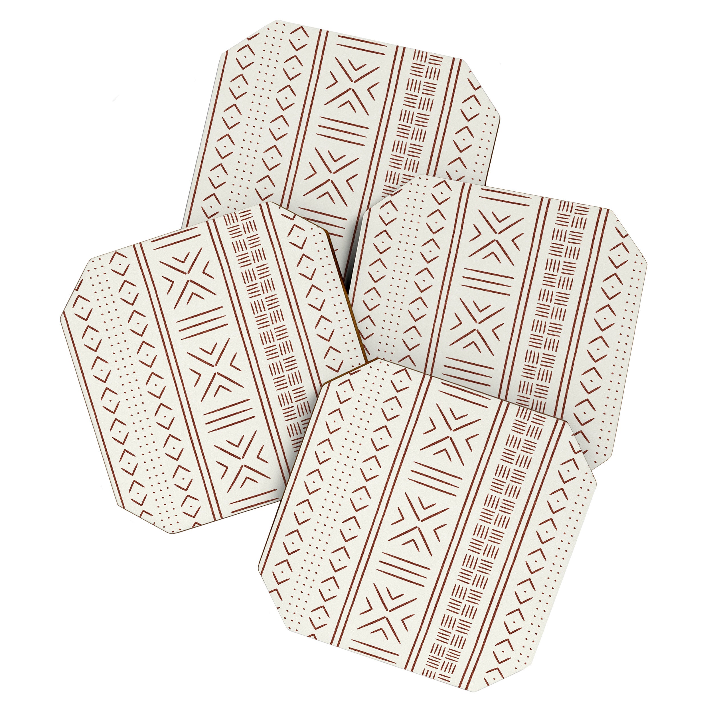 rust on bone mud cloth Coaster Gallery Image 1