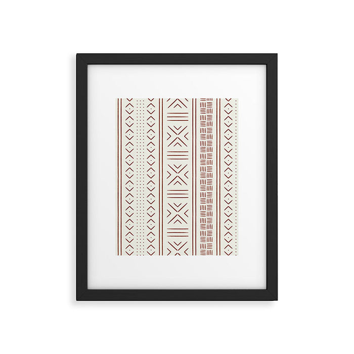 rust on bone mud cloth Framed Art Print Gallery Image 1