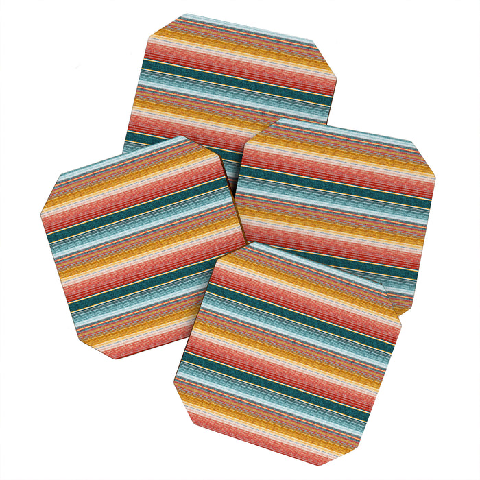 serape southwest stripe - orange & teal Coaster Gallery Image 1