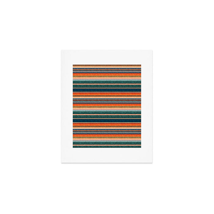 serape southwest stripe - orange & dark teal Art Print Gallery Image 1