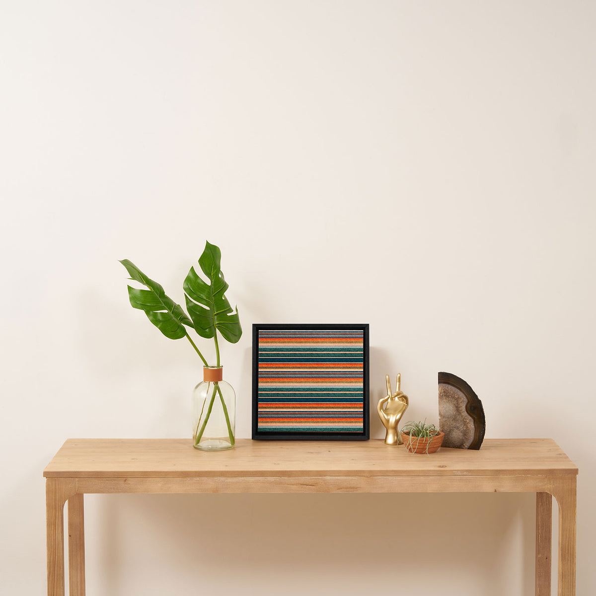 serape southwest stripe - orange & dark teal Framed Canvas Print Gallery Image 3