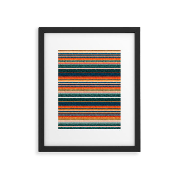 serape southwest stripe - orange & dark teal Framed Art Print Gallery Image 1