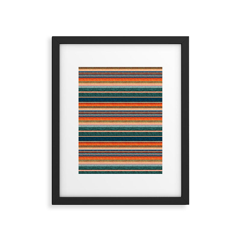 serape southwest stripe - orange & dark teal Framed Art Print Gallery Image 4