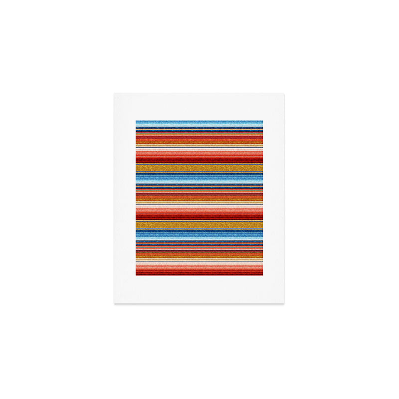 serape southwest stripe - red, blue, gold Art Print Gallery Image 1