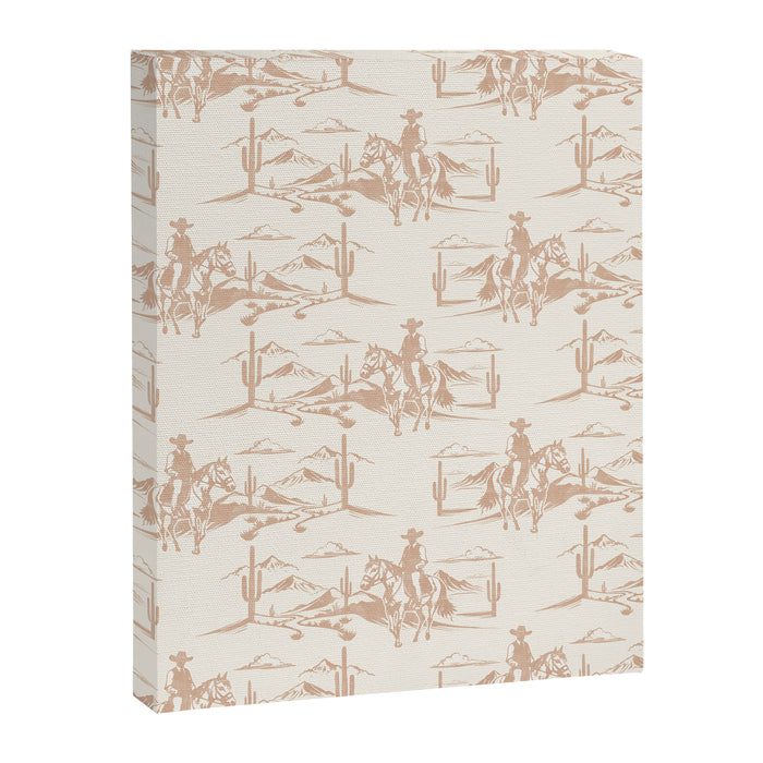 Southwestern Cowboy Toile - Light Brown on Cream Canvas Print Gallery Image 1