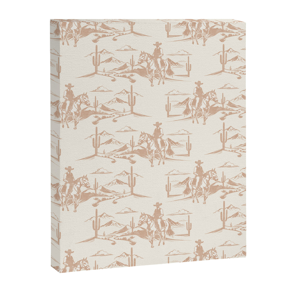 Southwestern Cowboy Toile - Light Brown on Cream Canvas Print Gallery Image 8