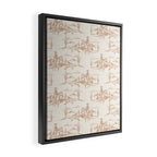Southwestern Cowboy Toile - Light Brown on Cream Framed Canvas Print Gallery Image 2