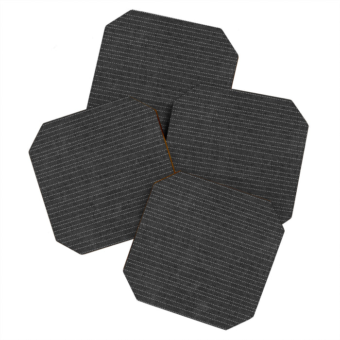 stitched stripes - charcoal Coaster Gallery Image 1