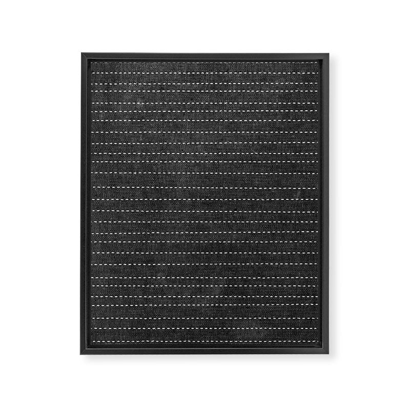 stitched stripes - charcoal Framed Canvas Print Gallery Image 8