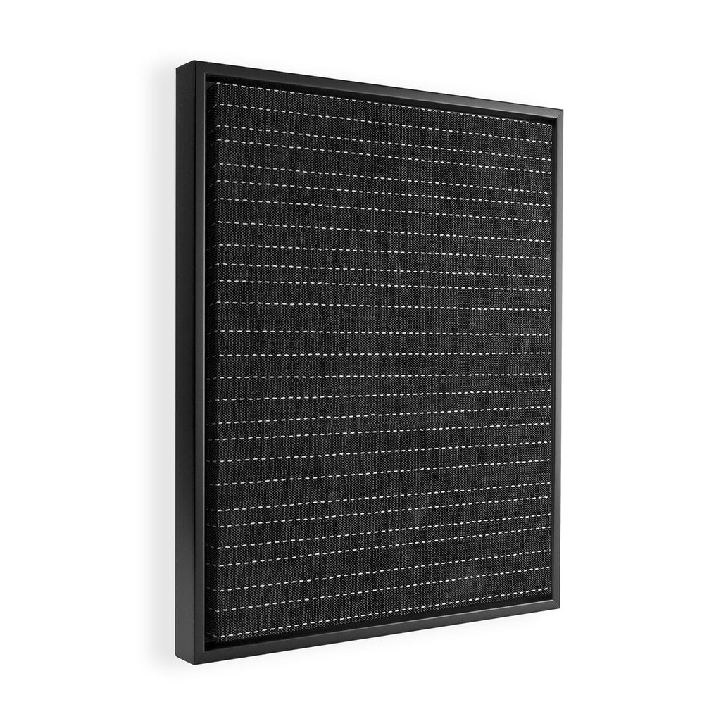 stitched stripes - charcoal Framed Canvas Print Gallery Image 2