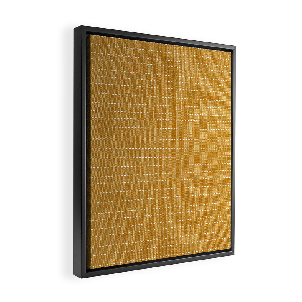 stitched stripes - mustard yellow Framed Canvas Print Gallery Image 2