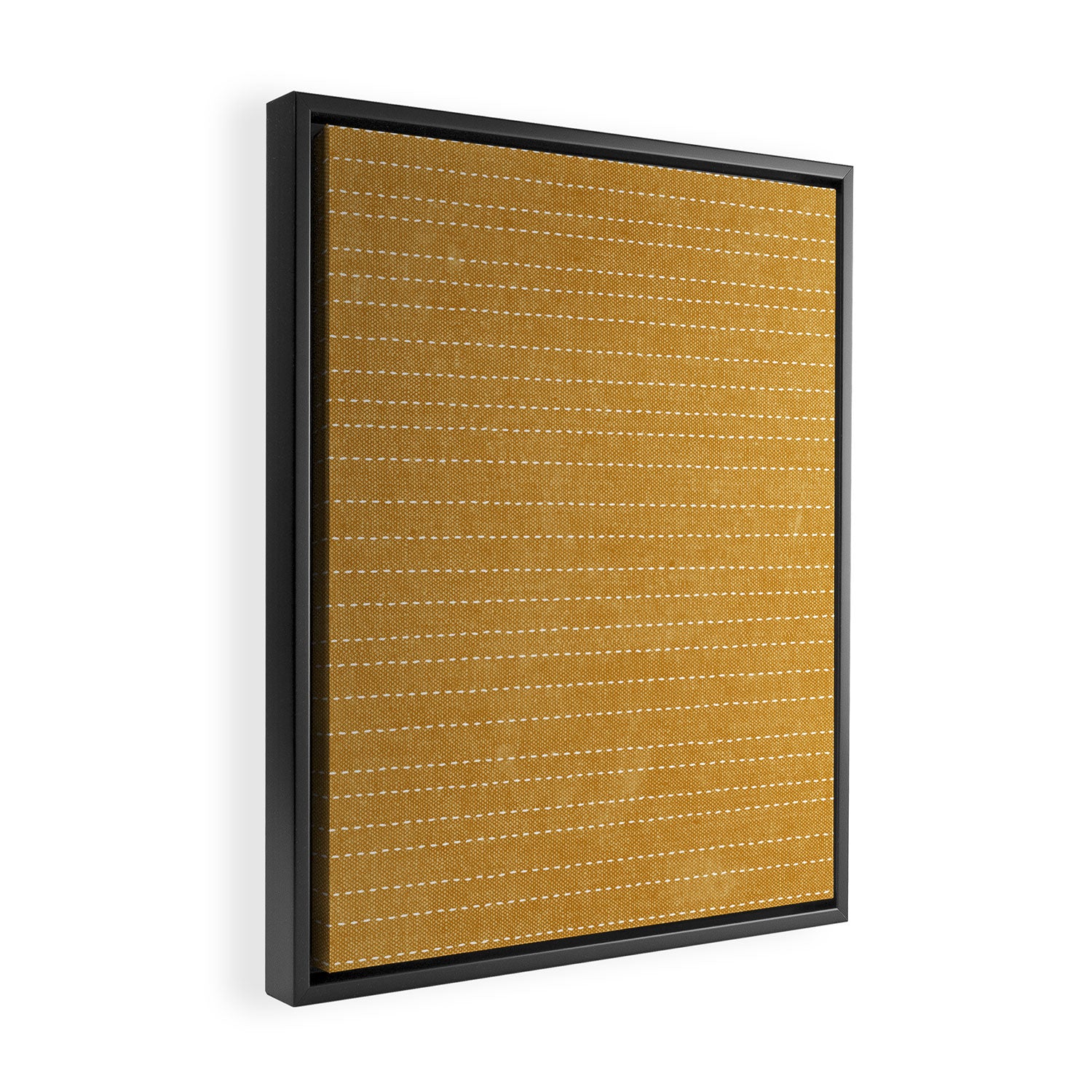 stitched stripes - mustard yellow Framed Canvas Print Gallery Image 2