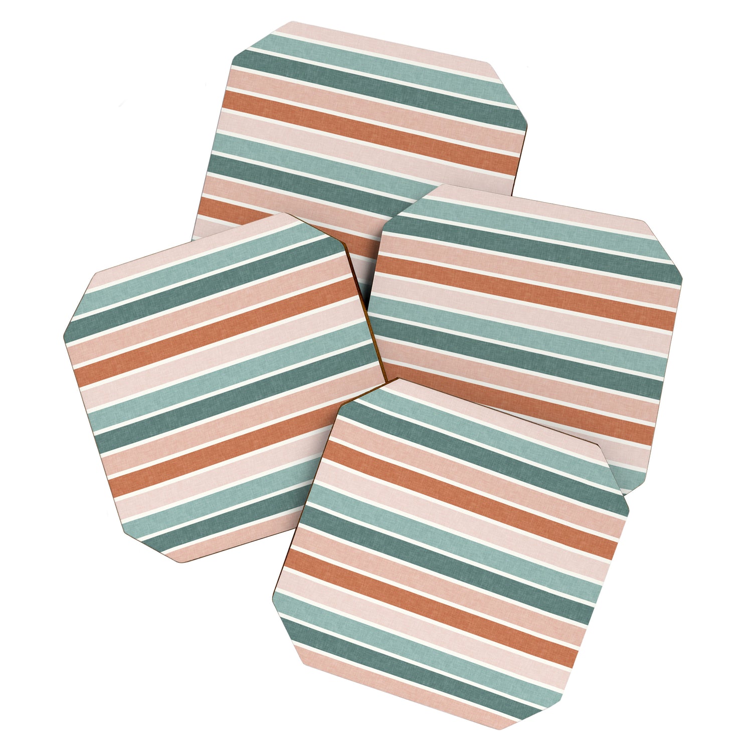 stripes - terra cotta and teal Coaster Gallery Image 1
