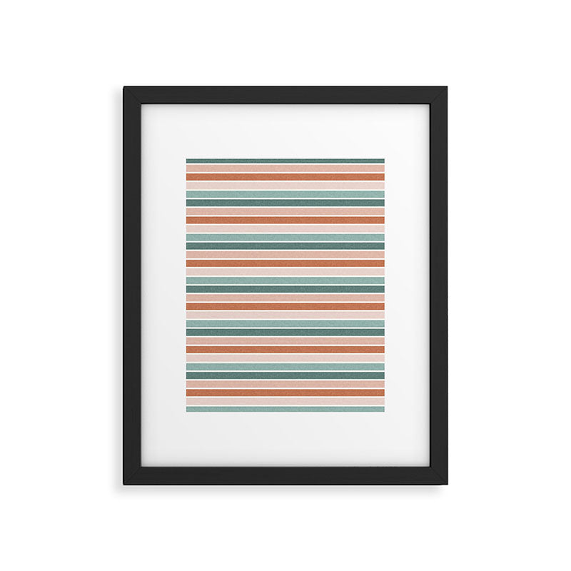 stripes - terra cotta and teal Framed Art Print Gallery Image 6