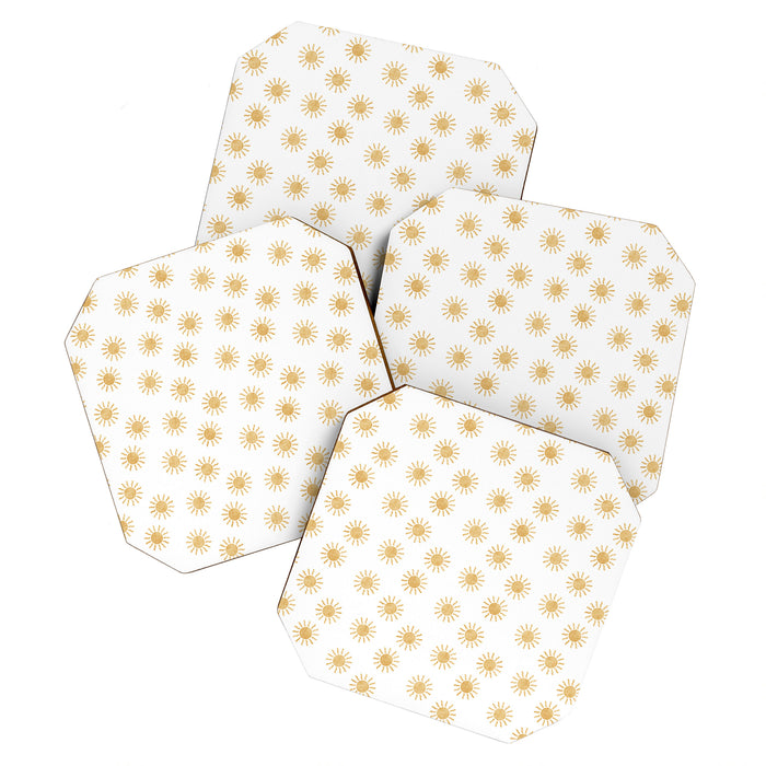 Suns  - golden on white Coaster Gallery Image 1