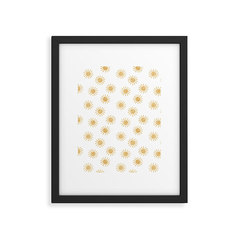 Suns  - golden on white Framed Art Print Gallery Image 4