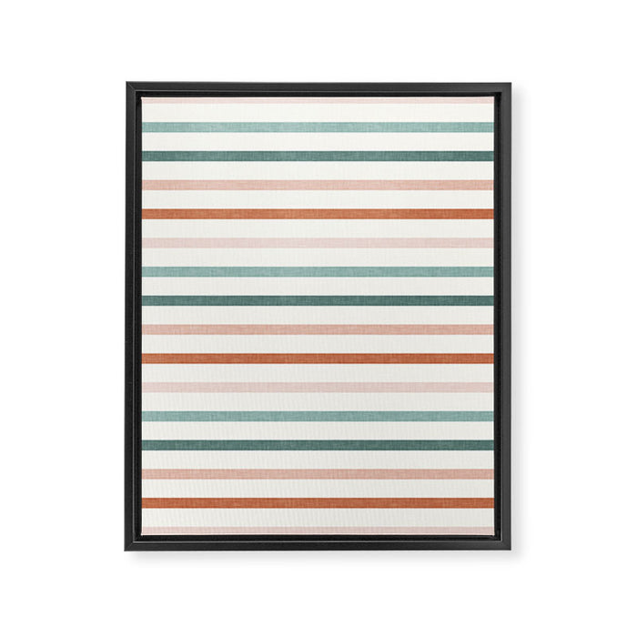 sunset stripes in terra cotta and jade Framed Canvas Print Gallery Image 1