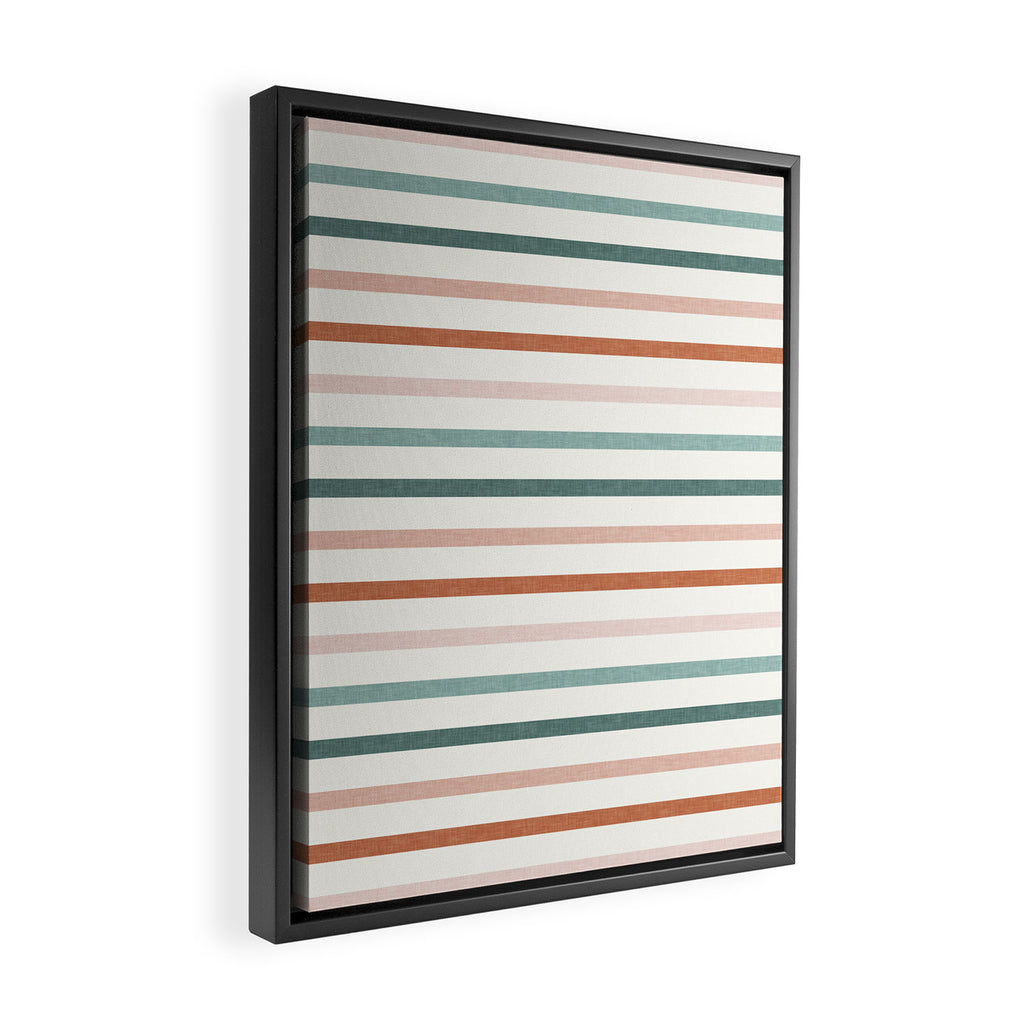 sunset stripes in terra cotta and jade Framed Canvas Print Gallery Image 2
