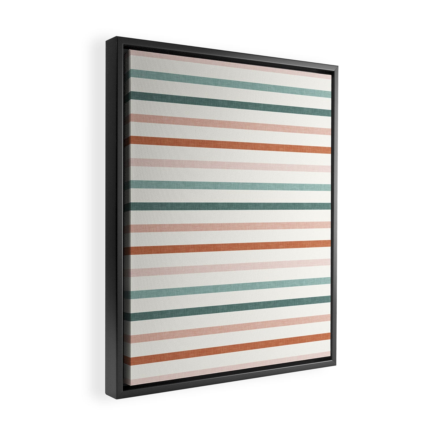 sunset stripes in terra cotta and jade Framed Canvas Print Gallery Image 2