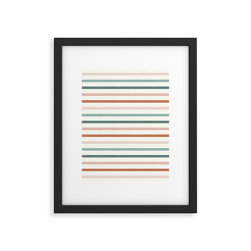 sunset stripes in terra cotta and jade Framed Art Print Gallery Image 6