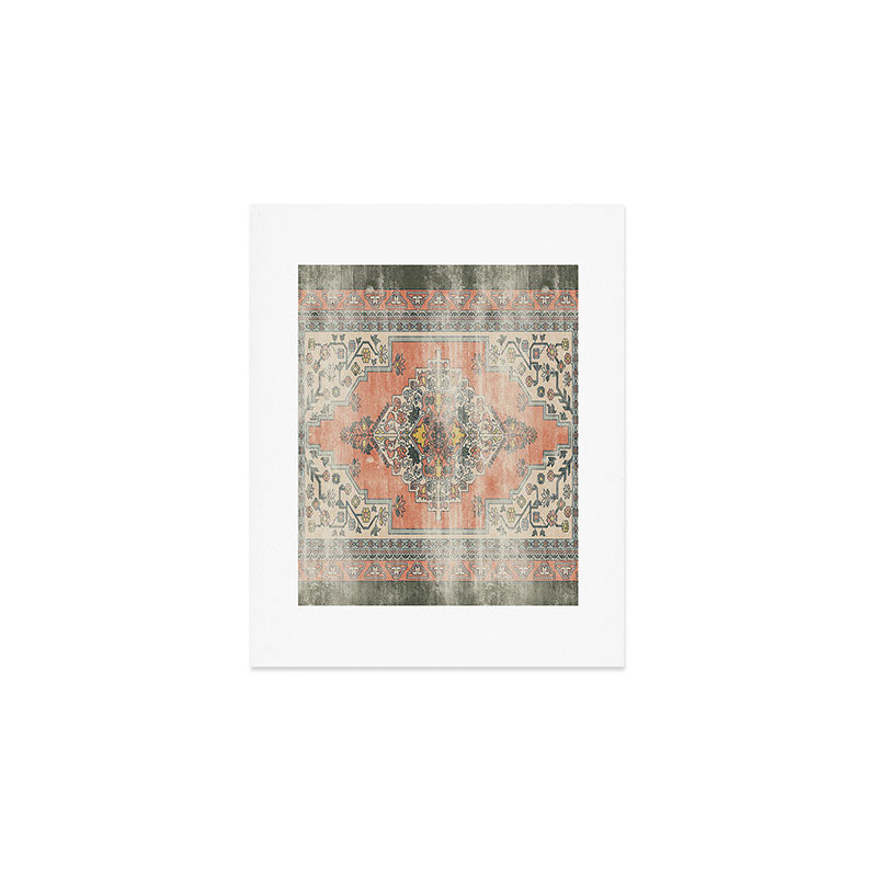 turkish floral - orange & olive green Art Print Gallery Image 1