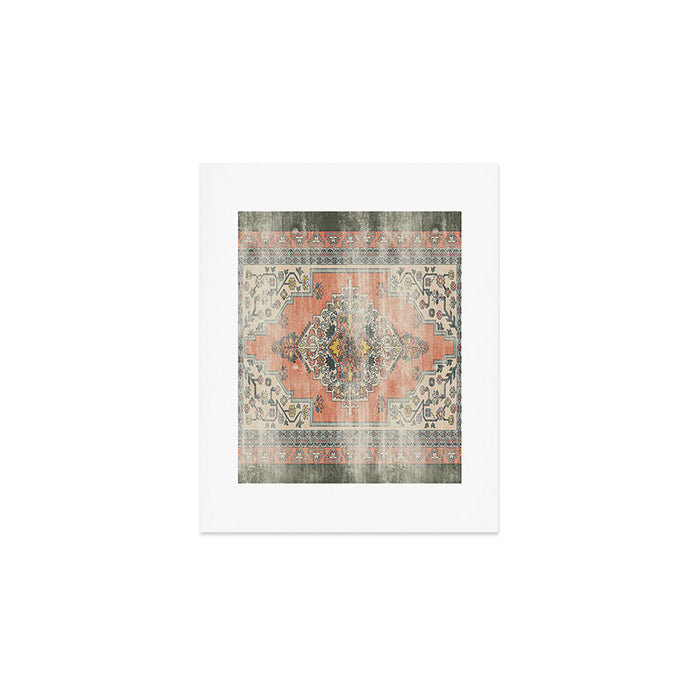turkish floral - orange & olive green Art Print Gallery Image 1
